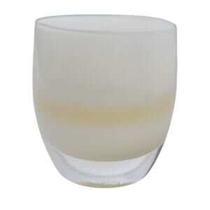 glassybaby White & Toffee Swirl Handblown Glass Votive Candle Holder EUC